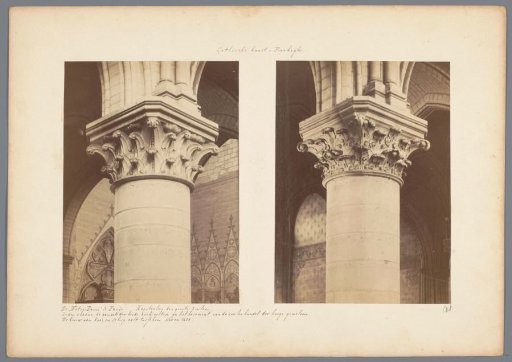 Overview of two capitals in Notre-Dame in Paris