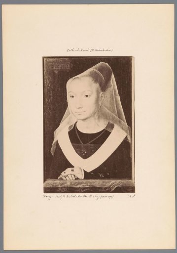 Photographic reproduction of a painting by Hans Memling, depicting a portrait of the Sybil Sambetha