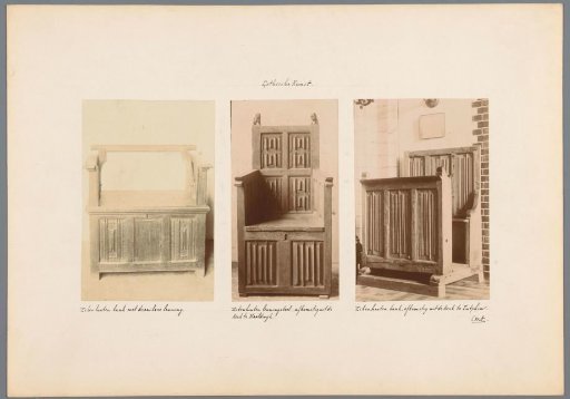 Overview of three wooden furniture pieces