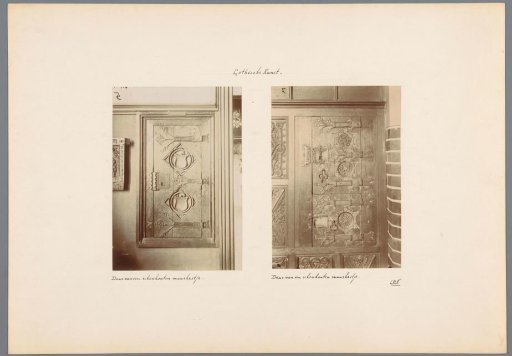 Overview of two oak cabinet doors