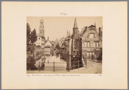 Buildings along the Dijver in Bruges, with the belfry in the background