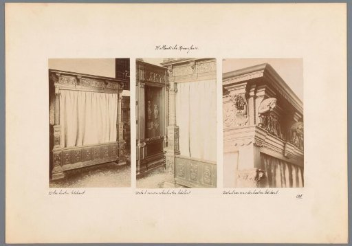Overview of three views of an oak bed