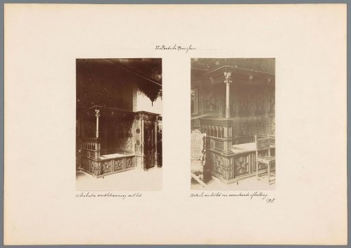 Overview of two views of a wall paneling with a bed