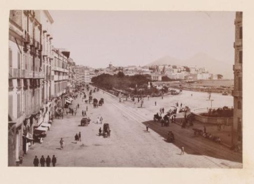 View of the Riviera di Chiaia along the City Park Villa Comunale in Naples, Italy