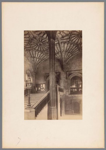 Loggia with a staircase and a vault decorated with ribs in rosette form