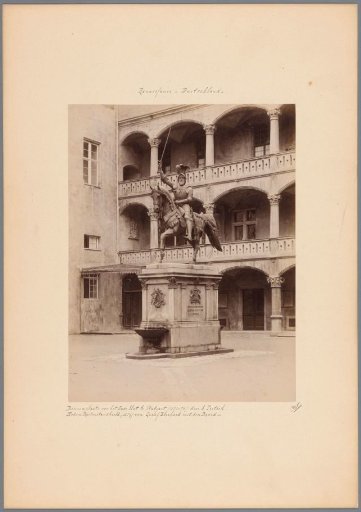 Courtyard of the Old Castle in Stuttgart with an equestrian statue of Count Eberhard I