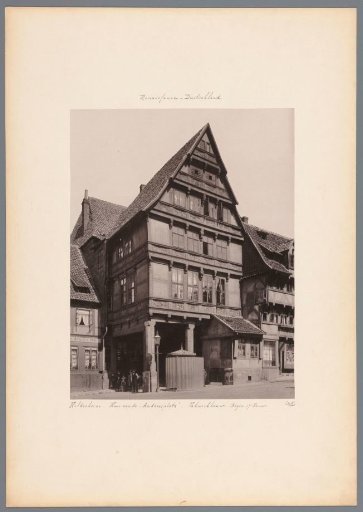 View of a half-timbered house at the Andreasplatz in Hildesheim