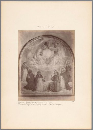 Photographic reproduction of a fresco in the former San Marco monastery in Florence by Fra Angelico, depicting the coronation of Mary