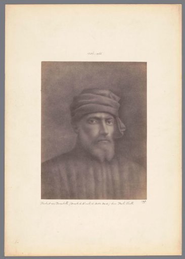 Photographic reproduction (presumably) of a fresco by Paolo Uccello, depicting a portrait of Donatello