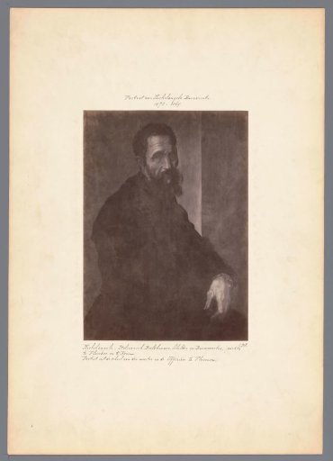 Photographic reproduction of a portrait of Michelangelo by Jacopino del Conte
