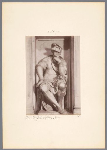 Sculpture of Lorenzo on the tomb of Lorenzo de' Medici by Michelangelo in the Medici Chapels in Florence