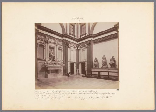 Interior of the Cappelle Medicee in Florence with the tomb of Giuliano de' Medici by Michelangelo