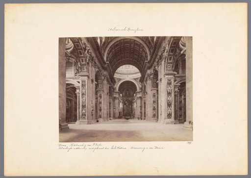 Interior of St. Peter's Basilica in Rome with view of Bernini's Baldachin