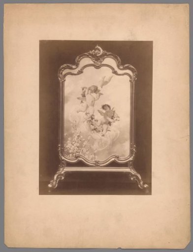 Painted room screen with putti and flowers