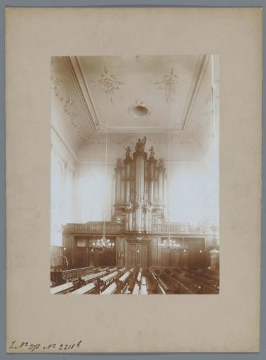 Interior with church organ in the Lutheran Church in The Hague