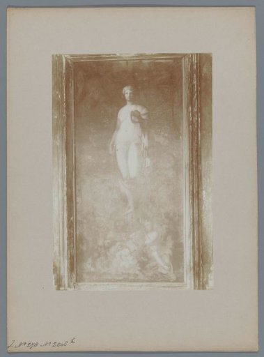 Painting in a house at the Noordeinde in The Hague, representing a woman with flowers and a putto