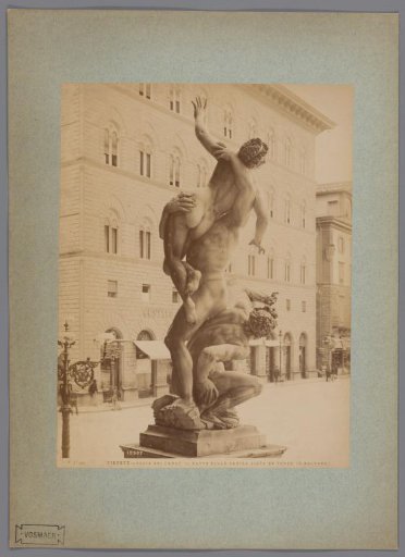 Sculpture The Rape of the Sabine Women after Giambologna in the Loggia dei Lanzi in Florence, Italy