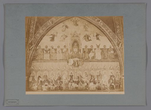 Photographic reproduction of the fresco Philosophical allegory on the Catholic religion after Taddeo Gaddi in the Santa Maria Novella in Florence, Italy
