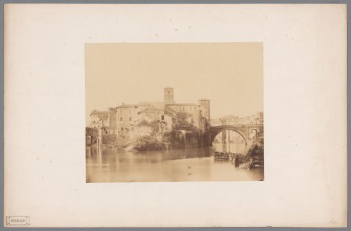 View of a town on a river in Italy