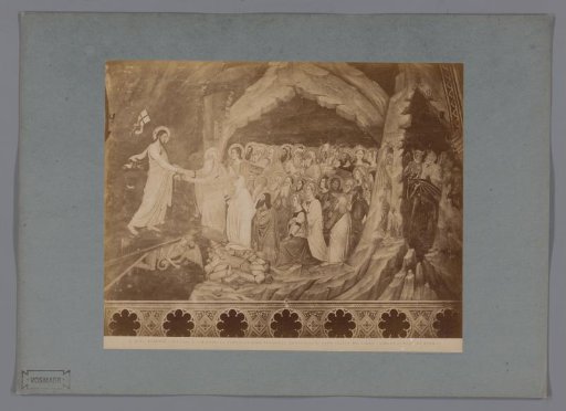 Photographic reproduction of a detail of the fresco The Descent of Jesus Christ into the Limbo of the Fathers after Simone Martini in the Santa Maria Novella in Florence, Italy