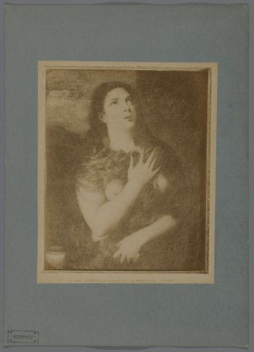 Photographic reproduction of the painting of the Penitent Magdalene by Titian in the Palatine Gallery, Florence, Italy