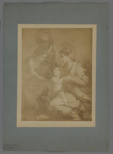 Photographic reproduction of the painting Holy Family by Andrea del Sarto in the Palatine Gallery, Florence, Italy