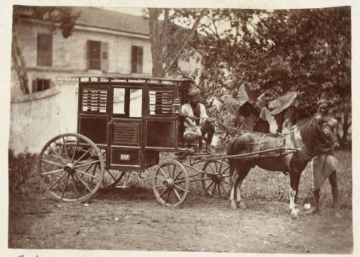 Carriage with horse and local coachman in Singapore