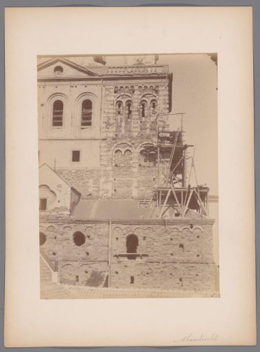 View of the West Side of the Tower with Scaffolding of the Basilica of Saint Servatius in Maastricht