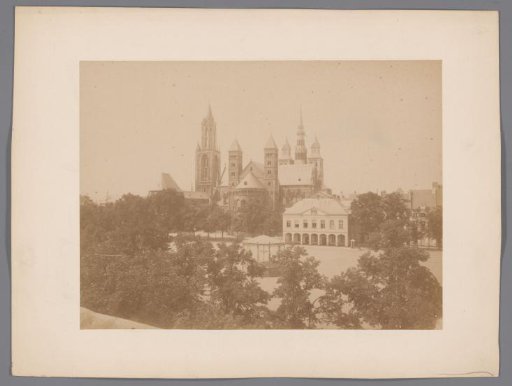 View of the Vrijthof, the St. John's Church and the St. Servatius Basilica in Maastricht
