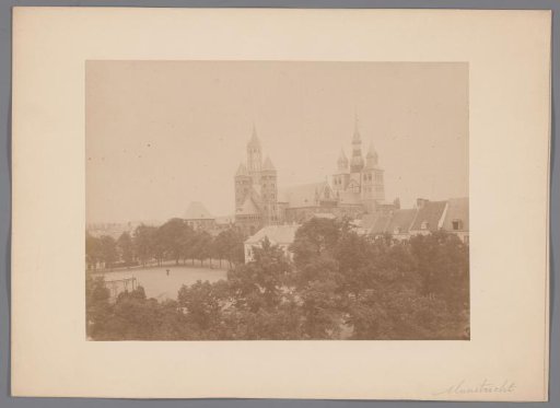 View of the Vrijthof, the St. John's Church and the St. Servatius Basilica in Maastricht