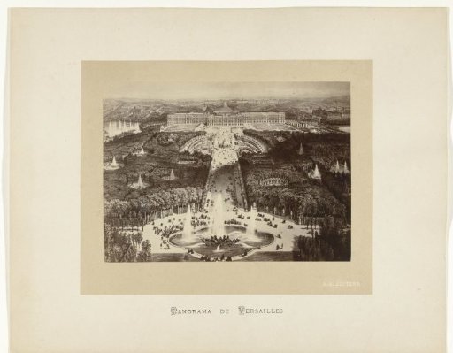 Photographic reproduction of a print with a panorama of Versailles
