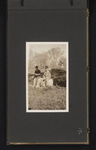 Two European men sitting in the Bois Sacré in Tlemcen