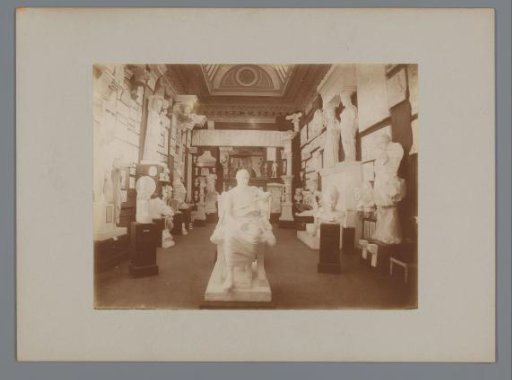 View of a hall with plaster statues