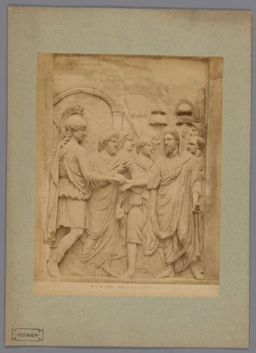 Relief of Marcus Aurelius receiving the symbol of imperial power in the Capitoline Museums, Rome, Italy