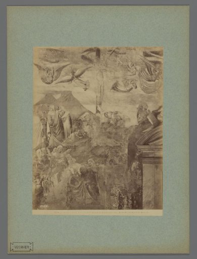 Photoreproduction of a detail of the fresco Crucifixion by Buffalmacco in the Camposanto in Pisa, Italy
