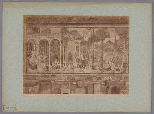 Photoreproduction of the fresco The Curse of Ham by Benozzo Gozzoli in the Camposanto in Pisa, Italy