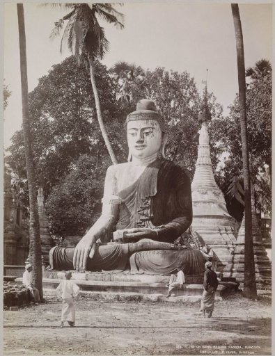 Huge Buddha idol at the Shwedagon pagoda, Yangon, Myanmar
