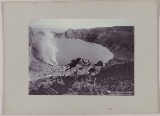 Crater lake on the Idjen Plateau, Java, Dutch East Indies