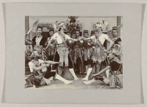 Dancers with masks in the Dutch East Indies