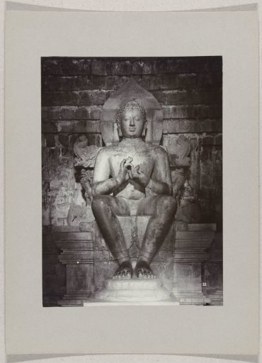 Image of one of the two royal sons in the Mendoet Temple south of Magelang, Dutch East Indies
