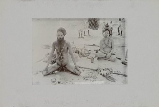 Naked Hindu fakir and woman, Varanasi, Uttar Pradesh, India