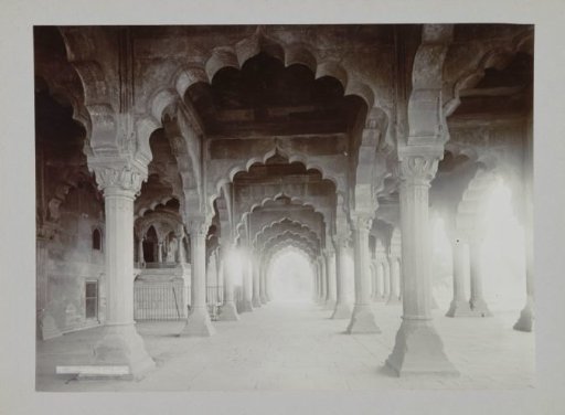 Interior of the Diwan-i-am in the Red Fort at Delhi, India