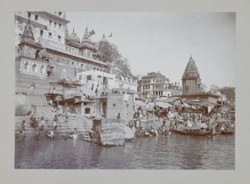 Bathing people by the Ganga river at Varanasi, Uttar Pradesh, India