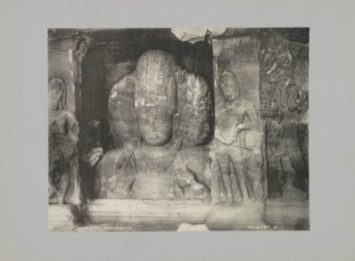 Maheshamurti sculpture in the Elephanta Caves near Mumbai, Maharashtra, India