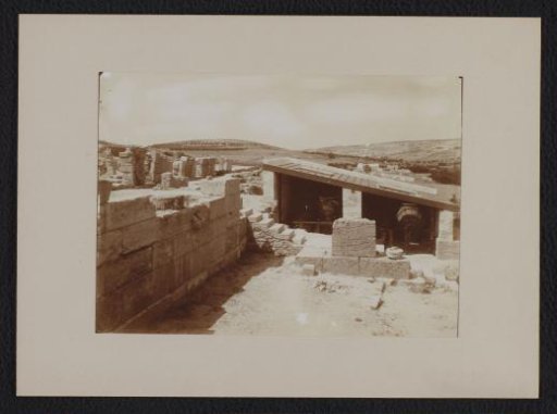 Two vases (?) under a canopy near the Palace of Knossos