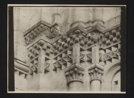View of the sculptural work of a frieze from the cathedral of Bamberg