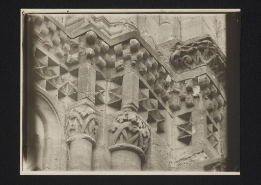 View of the sculptural work of a frieze from the cathedral of Bamberg