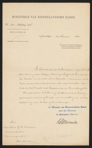 Letter addressed to George Hendrik Breitner from the Ministry of the Interior concerning an appointment in the Belgian Order of Leopold