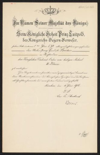 Appointment of Georg Hendrik Breitner as Knight Third Class in the Order of St. Michael