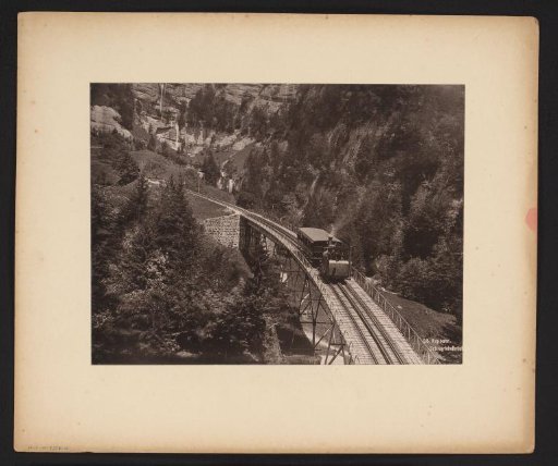 Train Crossing the Schnurtobelbrücke on the Vitznau-Rigi Kulm Railway